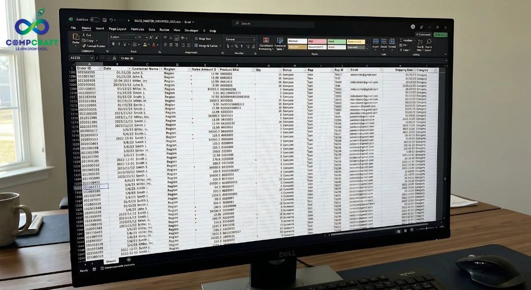 messy excel data unorganized spreadsheet sales data rows example