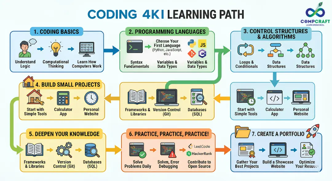 step by step coding roadmap for beginners learning programming